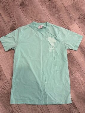 Ami Mint Green Short Sleeve Tee with Heart A Logo